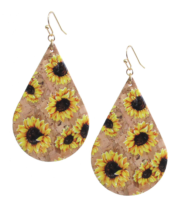 FLOWER PRINT CORK EARRING