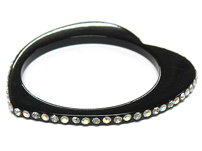 Heart shape 1 row crystal acryl bangle bracelet