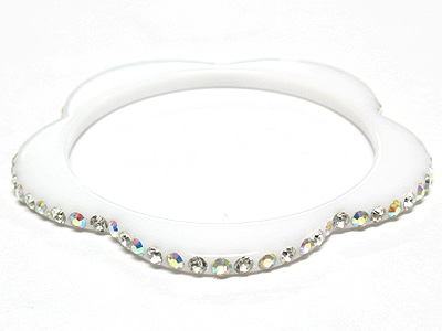 Flower shape 1 row crystal acryl bangle bracelet