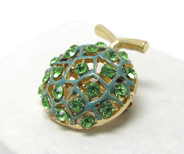 CRYSTAL AND EPOXY DECO MELON BROOCH OR PIN