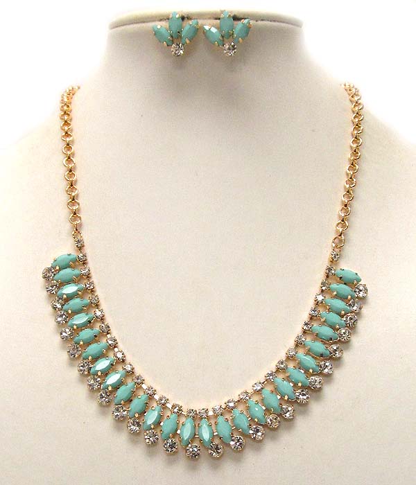 Multi crystal and acrylic mix deco necklace earring set