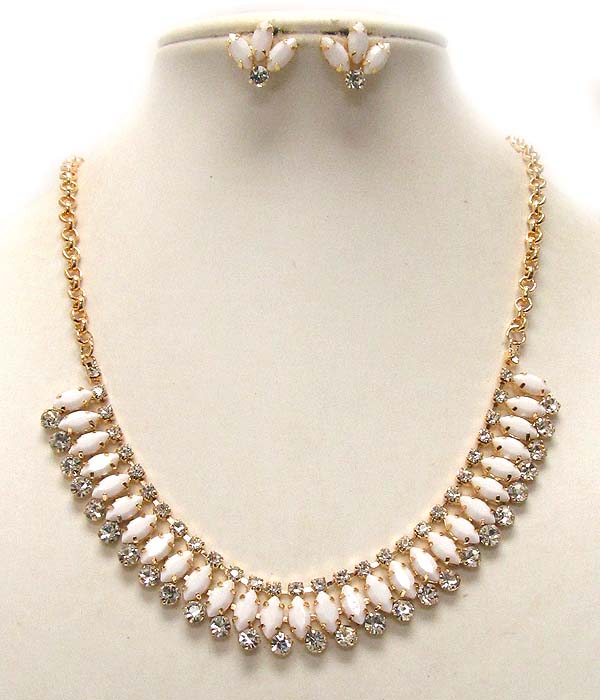 Multi crystal and acrylic mix deco necklace earring set