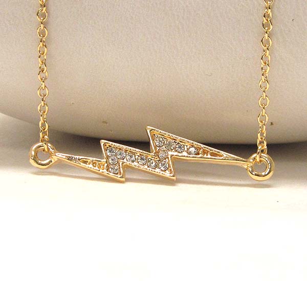 Crystal deco side thunder necklace