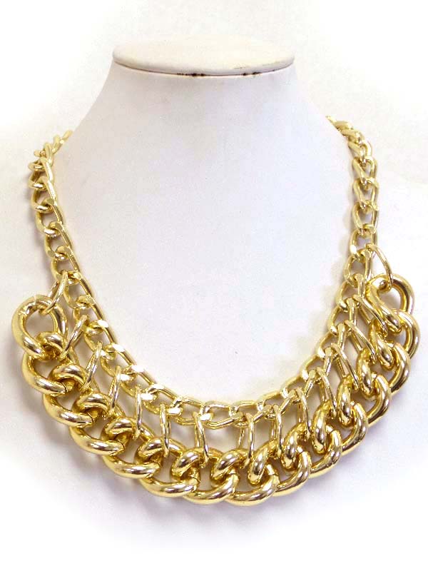 Thick metal chain drop link necklace