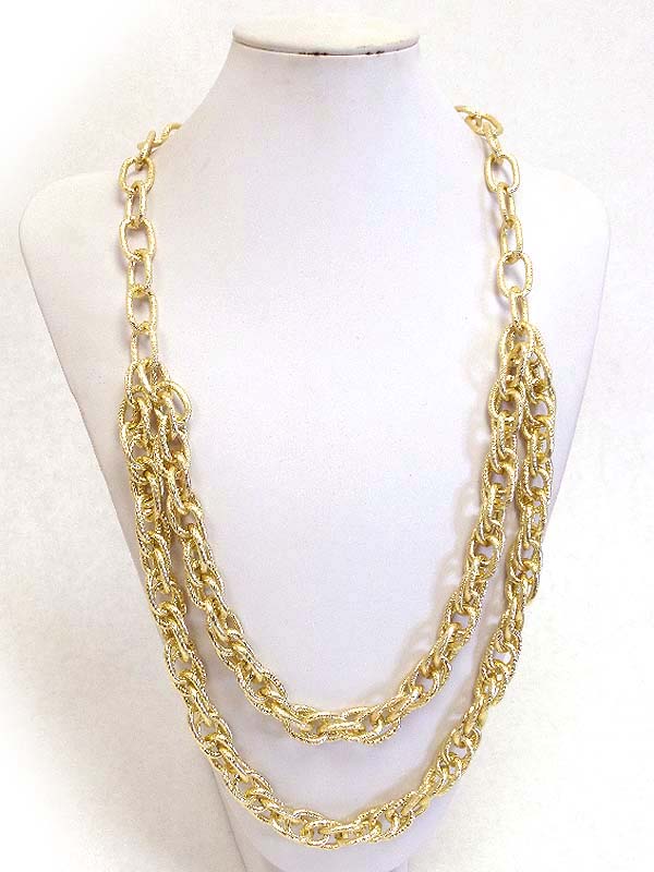 Double thick metal chain long necklace