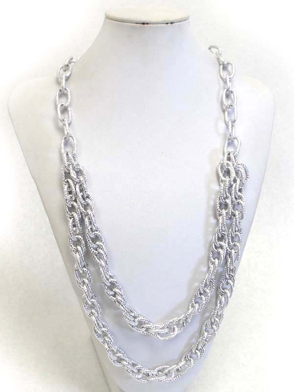 Double thick metal chain long necklace