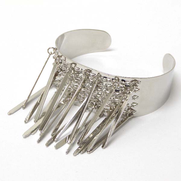 Multi metal tassel cuff bracelet