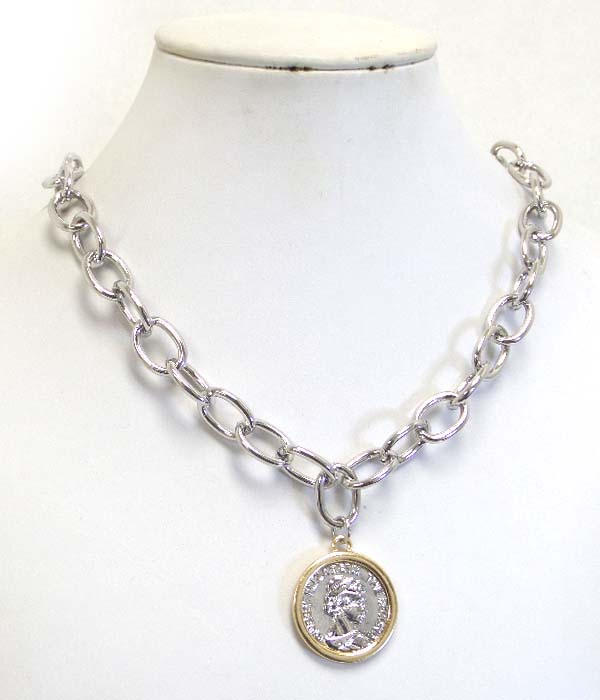 Coin pendant chain necklace