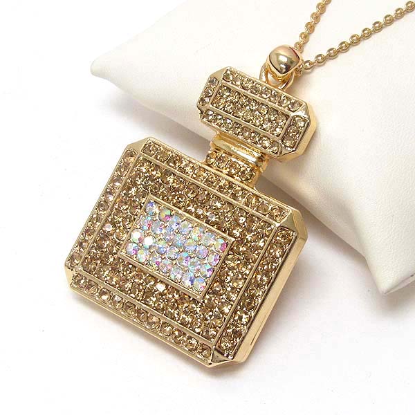 Premier electro plating crystal stud purfume bottle pendant necklace