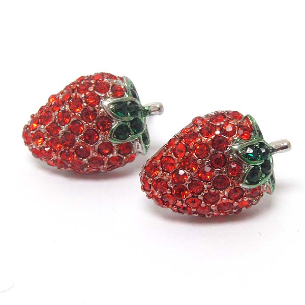 Premier electro plating crystal strawberry earring