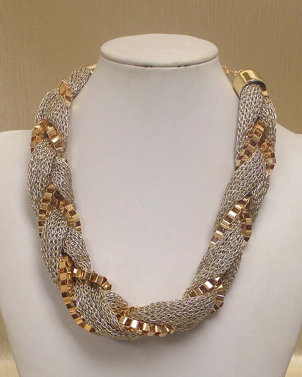 Mesh chain fabric braid necklace