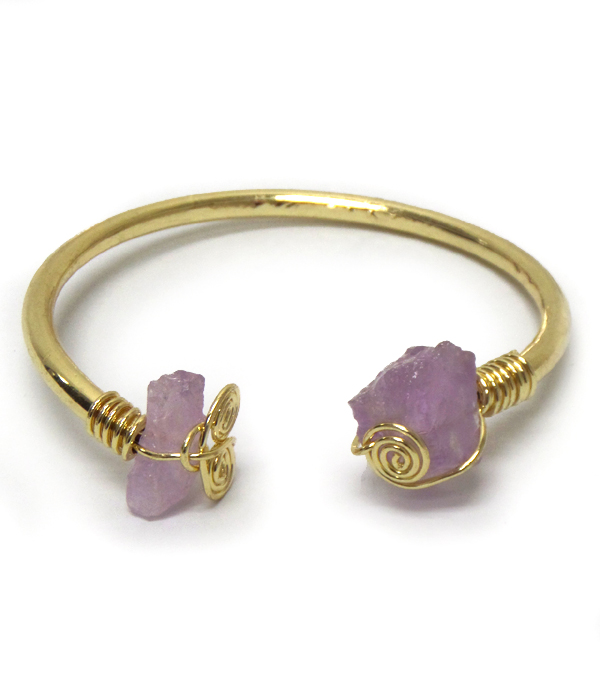 Semi precious stones with metal bangle bracelet