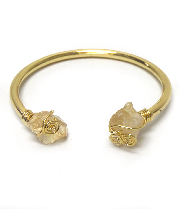 Semi precious stones with metal bangle bracelet