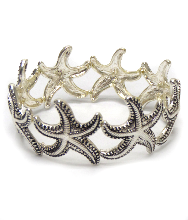 Textured metal linked starfish bracelet
