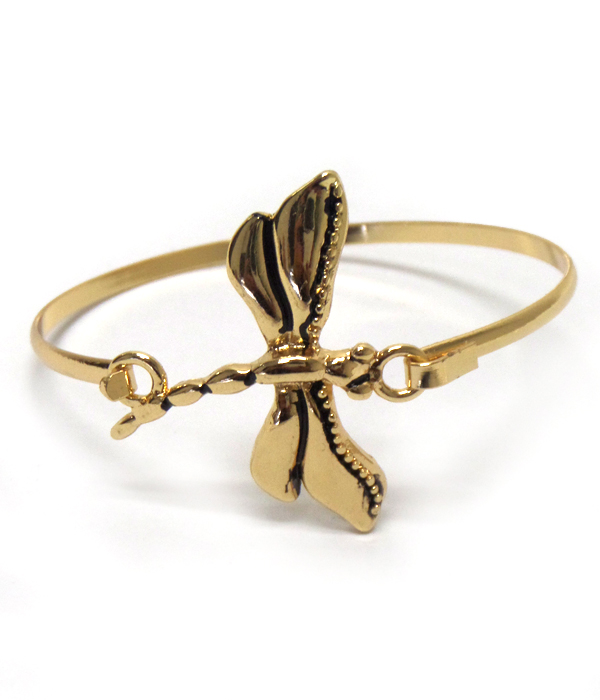 Dragonfly thin metal hook bangle bracelet