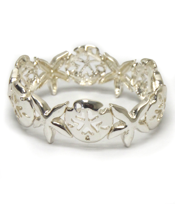 Starfish casting lined disks bracelet