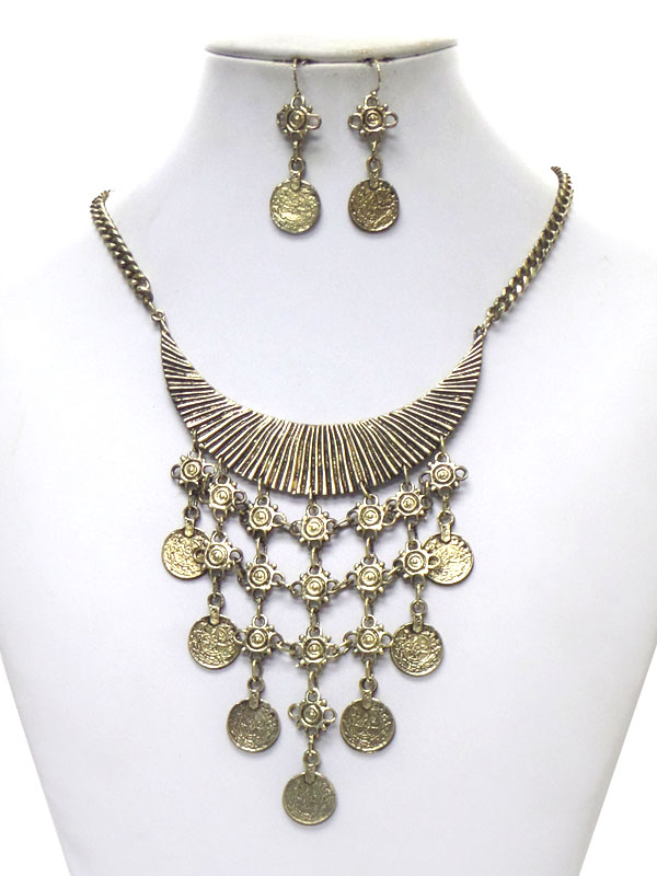 Bohemian coin drop necklace set