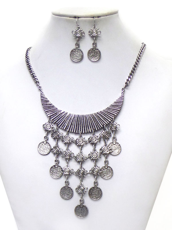 Bohemian coin drop necklace set