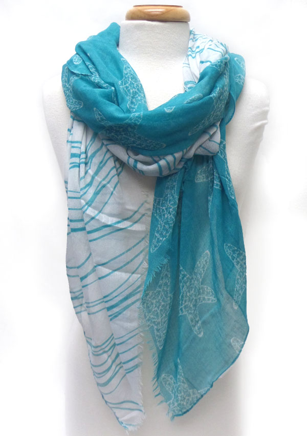 Starfish wave printed scarf 