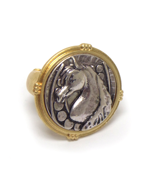 Horse theme with multi metal stretch ring