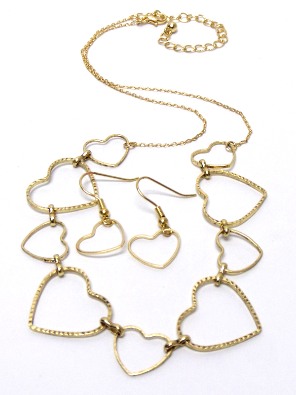 Multi heart link necklace set