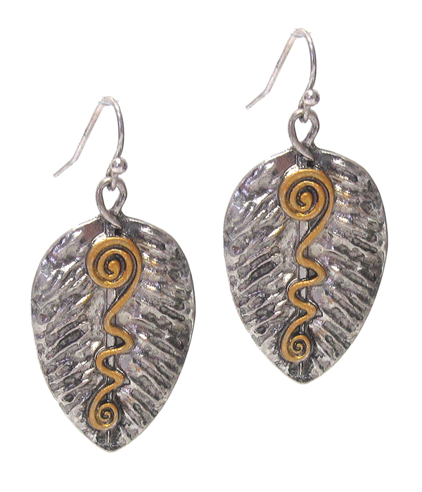 ANTIQUE SILVER LEAF EARRING