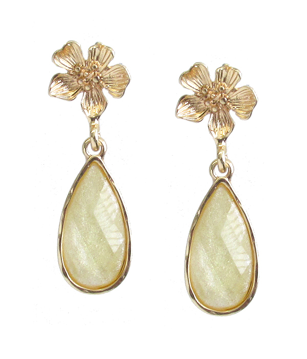 FACET GLASS DROP FLOWER EARRING