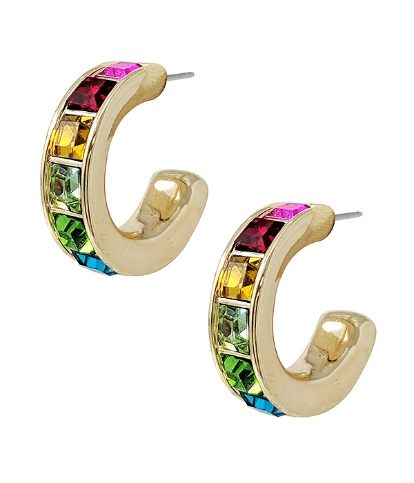 CRYSTAL HOOP EARRING