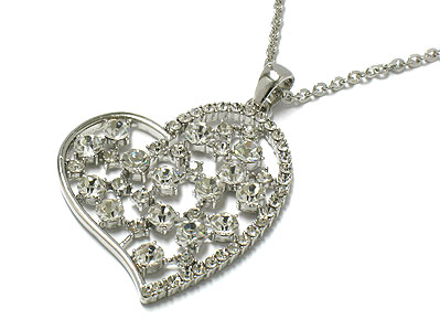 Large size crystal heart necklace