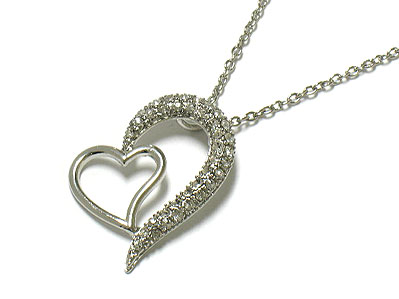 Crystal dual heart necklace