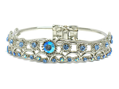 Crystal deco metal hinge bangle