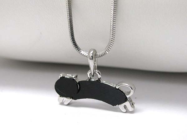 Made in korea whitegold plating jet acryl deco cat pendant necklace