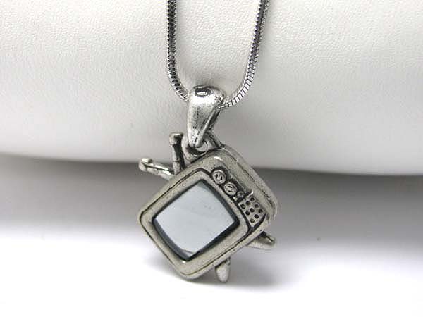 Made in korea whitegold plating miniature tv pendant necklace