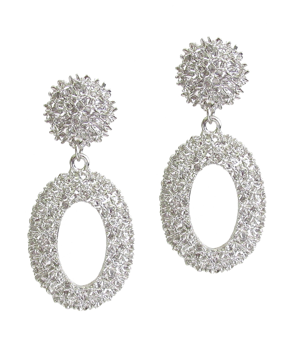 TEXTURED METAL OVAL EARRING