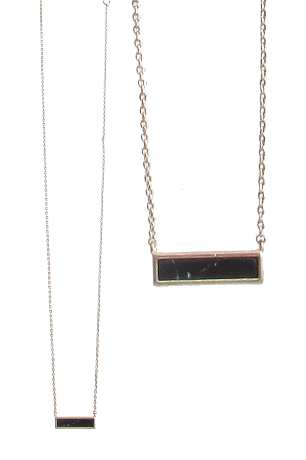 SEMI PRECIOUS STONE BAR PENDANT NECKLACE