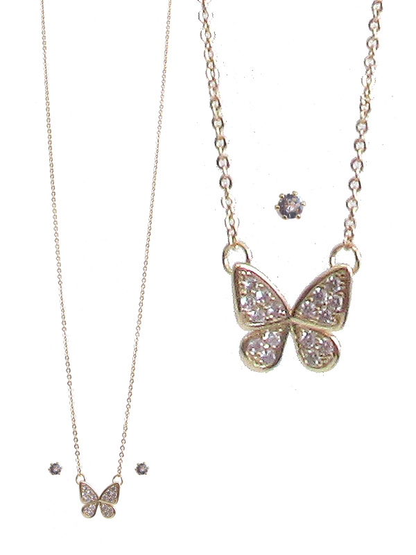 CUBIS ZIRCONIA BUTTERFLY NECKLACE