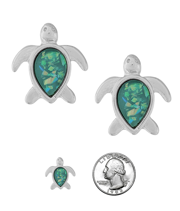 SEALIFE THEME OPAL EARRING - TURTLE