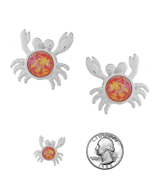 Sealife theme opal earring - crab