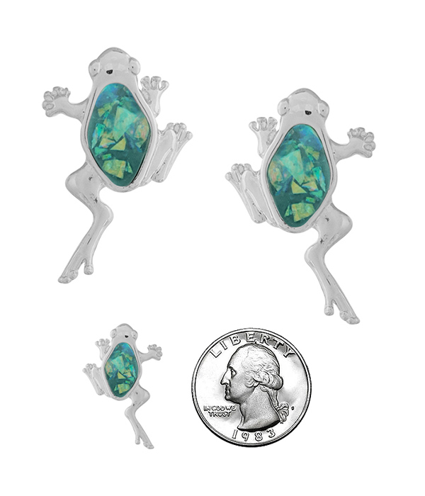 Tropical theme opal earring - frog