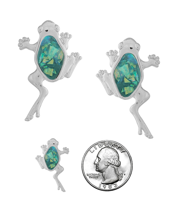 TROPICAL THEME OPAL EARRING - FROG