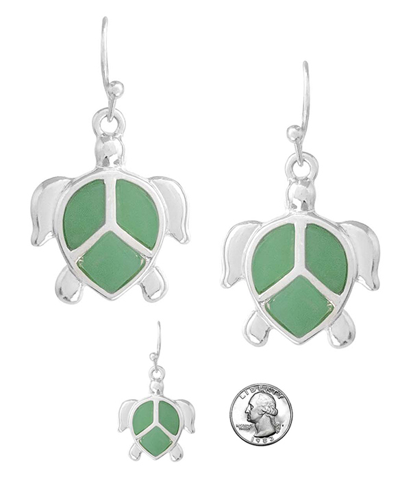 SEALIFE THEME SEA GLASS EARRING - TURTLE