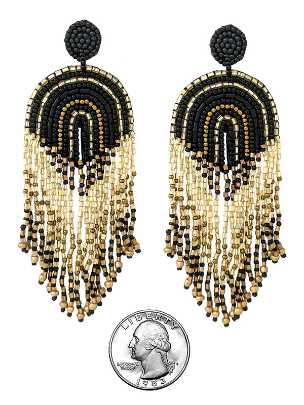 HANDMADE MULTI SEEDBEAD TASSEL DROP EARRING