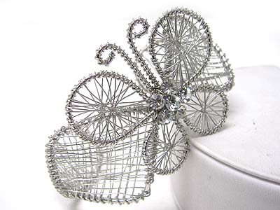 Metal wire butterfly cuff bangle