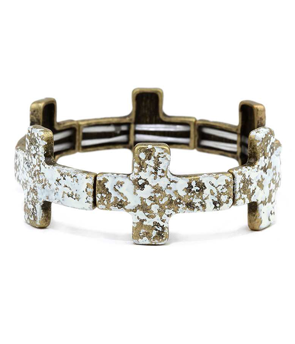 Vintage cross link stretch bracelet