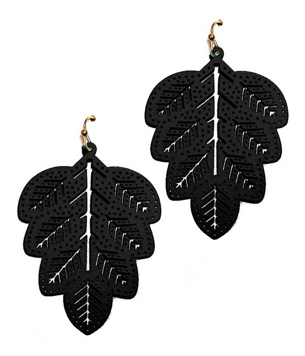 RUBBER PLATED LEAF EARRING