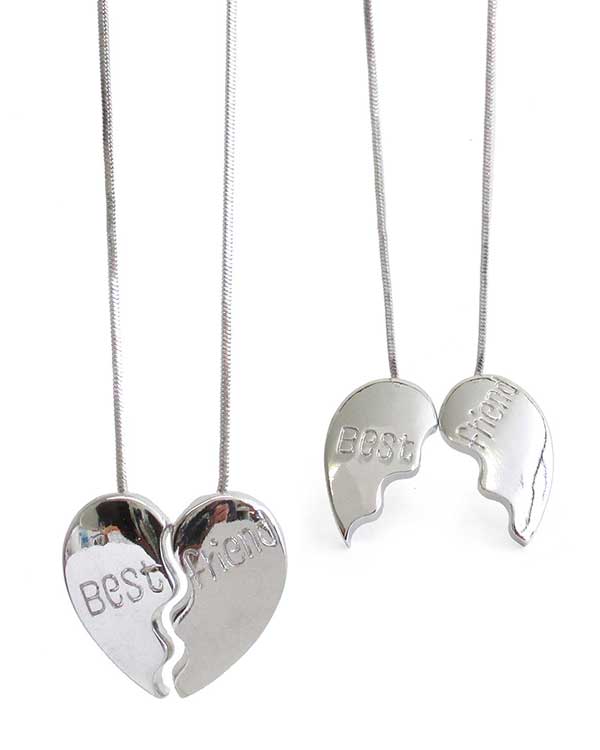Made in korea whitegold plating heart pendant necklace - best friends