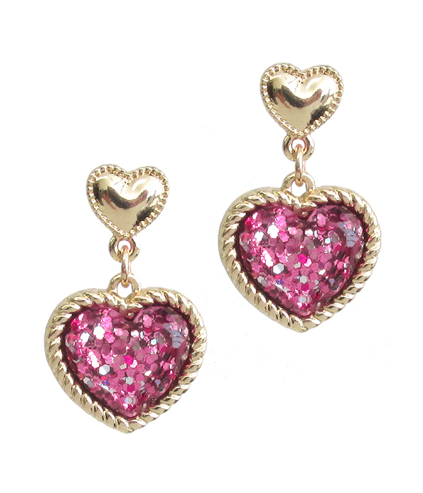 GLITTERING HEART EARRING VALENTINE