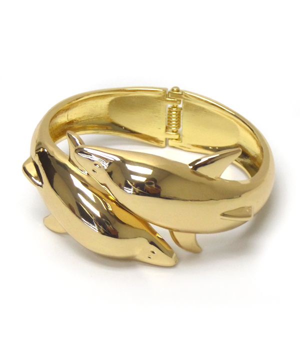 Double metal dolphine hinge bangle bracelet