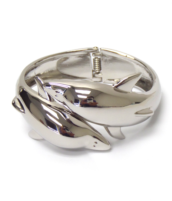 Double metal dolphine hinge bangle bracelet