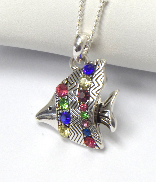 Crystal fish pendant necklace